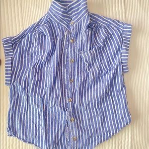 White & blue striped button up shirt
